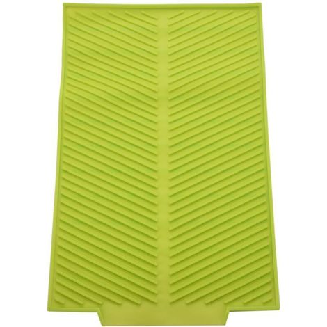 Tapis Égouttoir Silicone Pliable Antidérapant Résistant à la Chaleur Rectangle Vert (1/4)