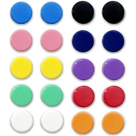 Aimant Frigo Lot de 20 - Magnétique Puissant pour Tableau Blanc, Frigo, Bureau, École, Maison - Mini Aimants 10 Couleurs (1/4)