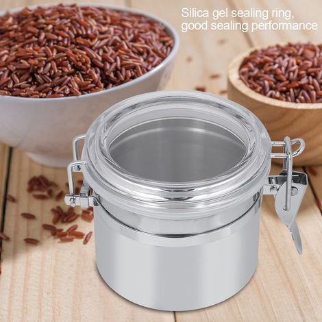 Boîte à café en acier inoxydable, pot de conservation des aliments, récipient pour thé, sucre, lait en poudre (10 x 7,4 cm) (1/5)