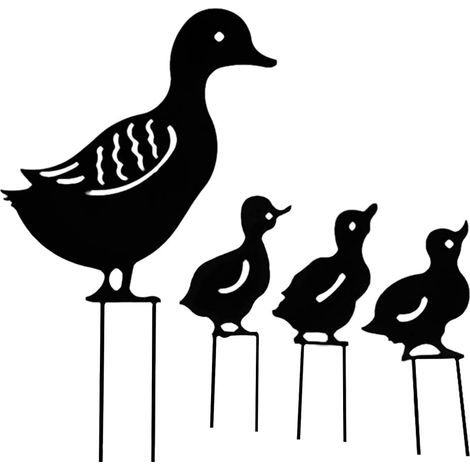 Deco Jardin Exterieur Metal,Canard Yard Art Jardin Statues Métalliques Déco Décoration de Jardin pelouse Chemin Trottoir Jardin - Style rétro européen（4 Pièces Noir, Canard)