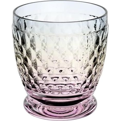 1x Verre à eau, motif à facettes, cristallin, couleur nacrée, pour table quotidienne