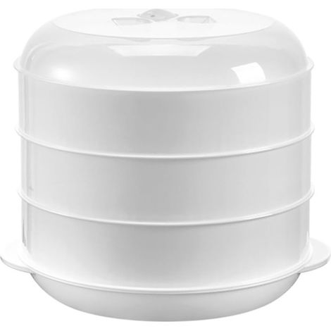 Cuiseur vapeur - COLAXI - Micro-ondes - ABS sans BPA - 3 niveaux - 26,5 cm de large (1/5)