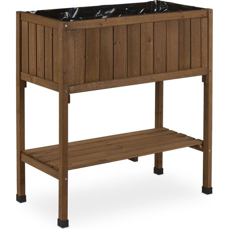 Porte-potager surélevé pour terrasse balcon jardin 80 x 74 x 38 cm avec étagère ergonomique en sapin naturel (1/5)