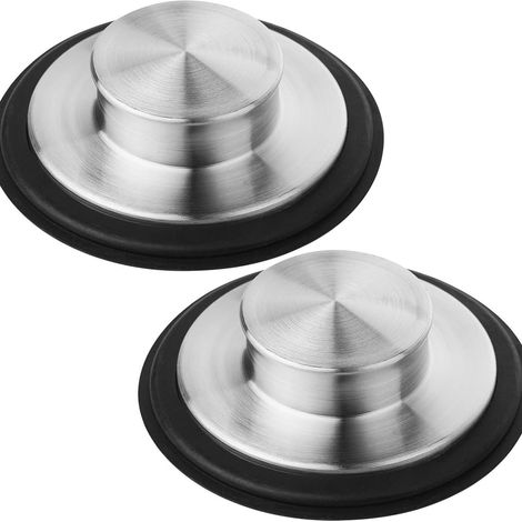 2 bouchons en acier inoxydable pour évier, adaptés au couvercle d'évacuation du broyeur à déchets de cuisine, dimensions : 8,5 x 8,5 (1/5)