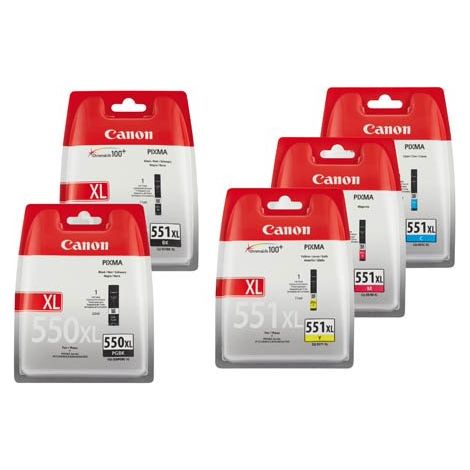 Canon PGI-550XL CLI-551XL Pack cartouche haute capacité de 5 couleurs pour imprimante jet d'encre