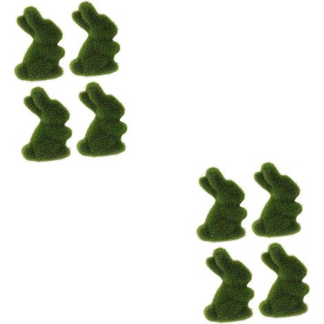 8pièces Figurines De Lapin Mousse Artificielle Décoration De Pâques pour Jardin Et Maison Adorables Ornements Flockés pour Printemps (1/5)