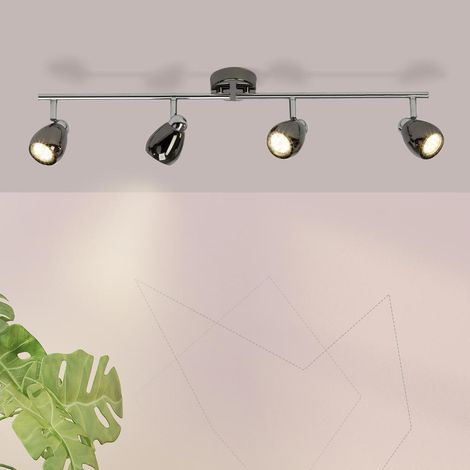 BRILLIANT Lampe Milano LED Spotrohr 4flg chrom/schwarz chrom  4x LED-PAR51, GU10, 3W LED-Reflektorlampen inklusive, (250lm, 3000K)  Arme drehbar / Köpfe schwenkbar (1/3)