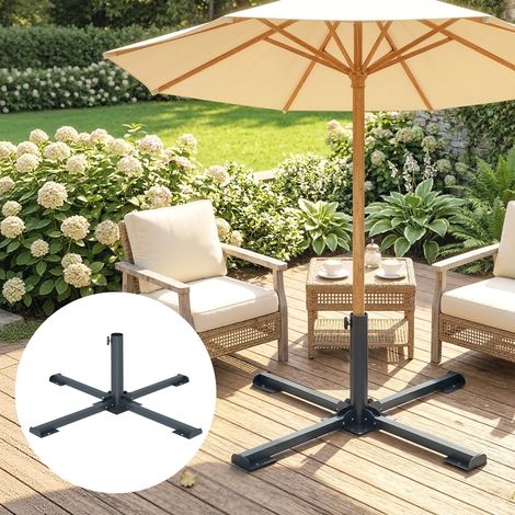 Klappbarer Kreuzfuß für Sonnenschirme (38–48 mm), Terrassenständer, Dunkelgrau