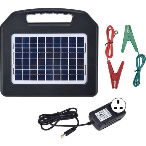 Chargeur de clôture électrique solaire portable 5W 100-240V 20 miles prise UK (1/5)