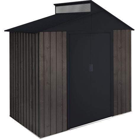 Abri de Jardin Extérieur 2,84 m² Robin t2 – Finition effet bois premium – Puits de lumière – Portes coulissantes (1/4)