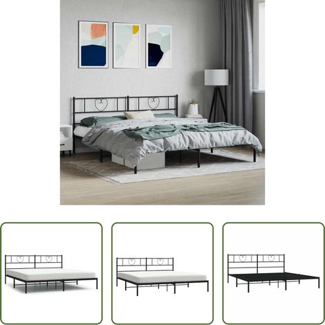 Metallbett -  Bettgestell mit Kopfteil Metall Schwarz 180x200 cm (1/5)