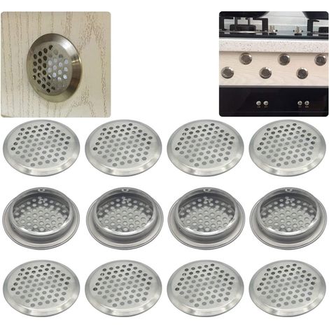 Lntyq Grille de ventilation ronde en acier inoxydable de 53 mm, 12 pièces, pour meubles de cuisine, grille d'aération en acier inoxydable, pour placard, grille d'évacuation d'air (1/4)
