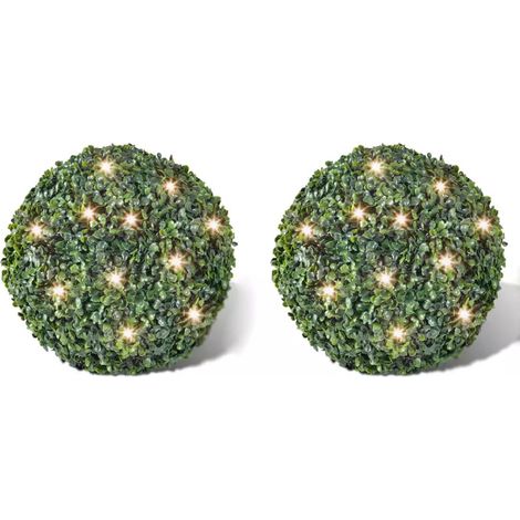Hoja Artificial Bola de poda 27 cm Con cuerda de LED solar 2 piezas vidaXL (1/2)