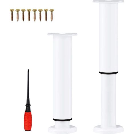 2 verstellbare Möbelfüße – Kaltgewalzter Stahl – Höhenverstellbar von 25 bis 42 cm – Tragkraft 800 kg – Für Bett, Tisch, Kleiderschrank, Badezimmer – Weiß (1/5)