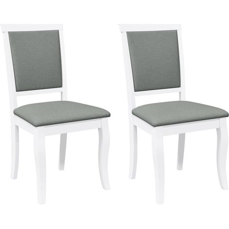 Lot de 2 Chaises à manger,Chaise de cuisine coussins blanc bois massif caoutchouc CFW29398 (1/5)