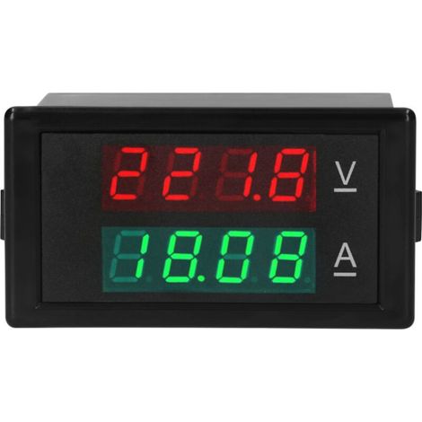 1 Multimètre numérique, double affichage LED, mesure tension courant 0-199,9V 0-10A, pour tableau électrique (1/5)