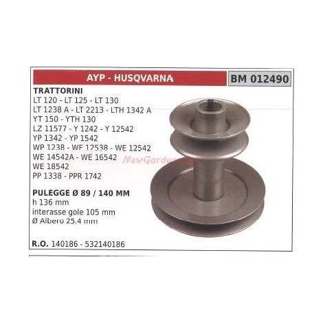 Puleggia per trattorino rasaerba tosaerba LT120 125 130 AYP HUSQVARNA 012490
