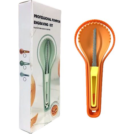 Halloween Citrouille Kit Sculpture, 3 Pcs Outils de Sculpture de Citrouille de Décoration, Peuvent Facilement Sculpter (1/5)
