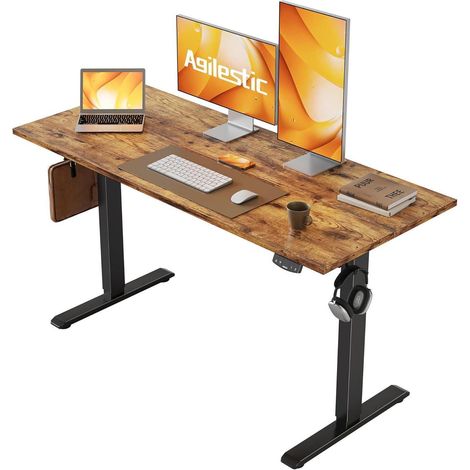 Agilestic Höhenverstellbarer Schreibtisch 120x60cm Elektrisch Memory Braun (1/5)