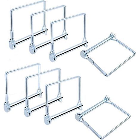 8pcs Goupille de Verrouillage, Axe de Verrouillage de Broche de Coupleur de Sécurité en Acier Inoxydable, Galvanisé Carrée Boucle de Fil Goupille pour Remorques, Pelouse, Jardin (1/4)