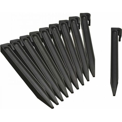 Lot de 10 ancres pour bordure de jardin en polyéthylène recyclé gris – Hauteur 19,5 cm – Fixation par emboîtement ou vissage – Nature (1/9)