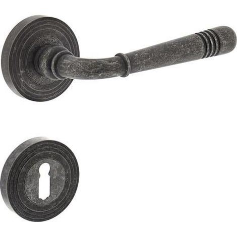 Ensemble de poignées Rosette Helena Zamak F77 gris BB (1/2)
