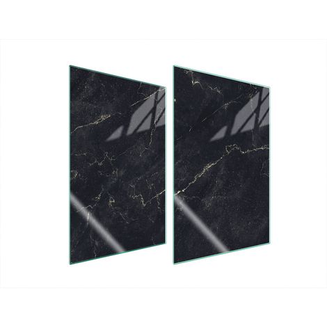 Plaque de protection en verre pour cuisine, 2 x 35 x 52 cm, marbre (1/5)