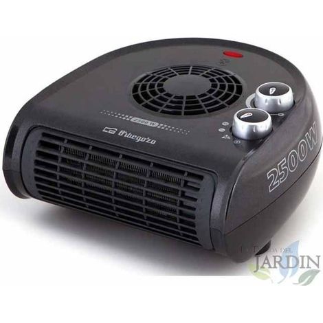 Riscaldatore orizzontale Orbegozo. Due livelli di potenza: 1250W-2500W. Colore nero. Selettore rotativo a tre posizioni.