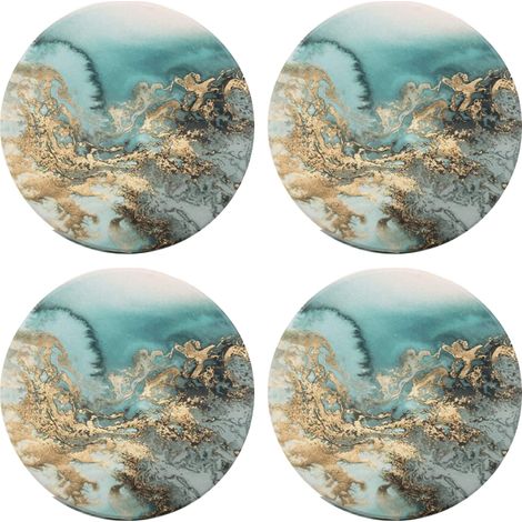 Dessous de verre absorbant en céramique, motif libellule, set de protection pour table en pierre naturelle anti-trace (1/5)