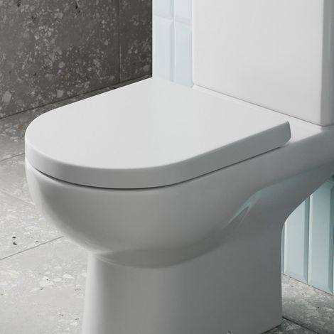 Bathroom Toilet Seat D Shape Soft Close Top Fix Hinges White Gloss Modern