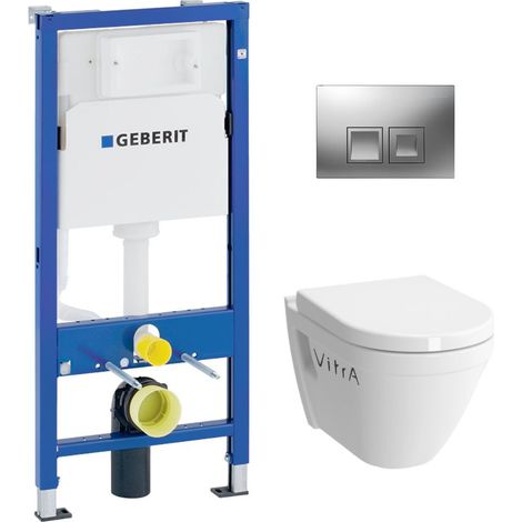 Pack WC Vorwandelement UP100 + Platte Delta50 + Vitra-Becken mit Flansch S50 + Softclose-Klappe (S50geb2)