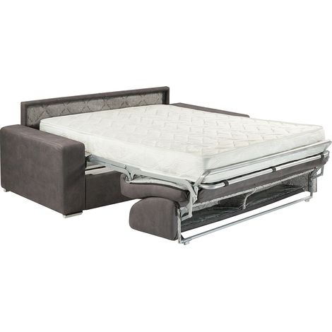 Canapé 3 places convertible express en tissu - Gris - Couchage 140 cm - Matelas 18 cm EMIR
