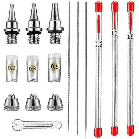 Kit de 10 pièces pour aérographe : aiguille, capuchon et pièce de rechange pour aérographe. (1/5)