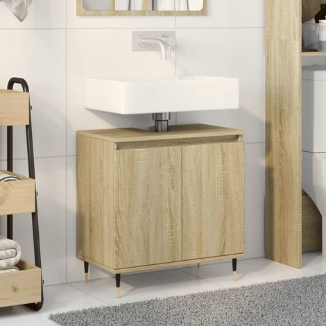 Armoire de bain，Meuble de salle de bain chêne sonoma 58x33x60 cm bois d'ingénierie CFW78698 (1/5)