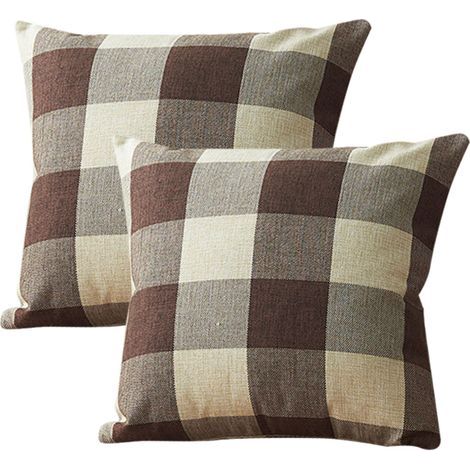 Housse de coussin à carreaux pour l'extérieur et l'intérieur, style rustique (1/5)