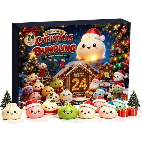 Calendrier de l'Avent Mystery Dumpling 2026 - Compte à rebours de Noël – 24 Squishies & Surprises - Calendrier de l'Avent de Noël (1/5)