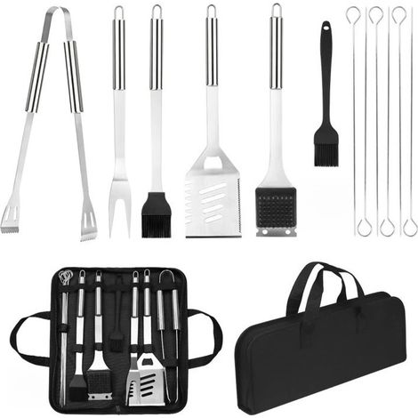 FLITI 14-Piece Stainless Steel BBQ Utensil Set with Carry Bag for Camping (1/5)