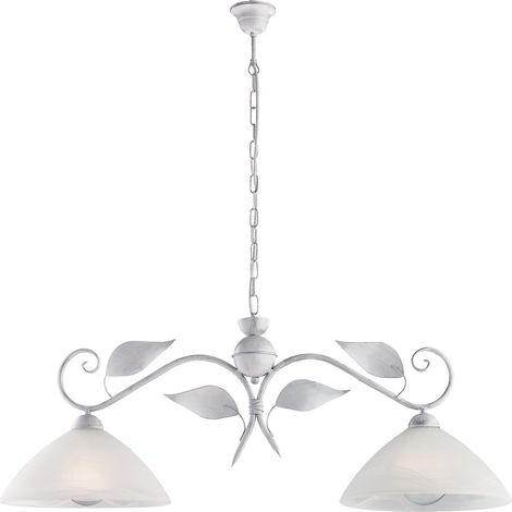 Bilanciere Classico Esse 2 Luci Ferro Battuto E Vetro Bianco E Argento (1/4)