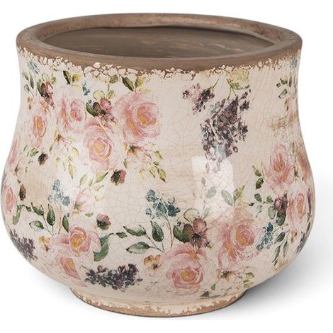 Pot de fleurs céramique fleurs anciennes 18x15cm (1/3)