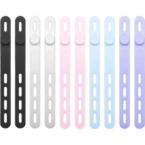 Attaches en Silicone 10 Pièces Sangle Élastique De Rangement Bureau - Sangles pour Câbles de Charge - Pour Intérieur Extérieur Maison Bureau Voiture Voyage Casque Chargeur (1/5)