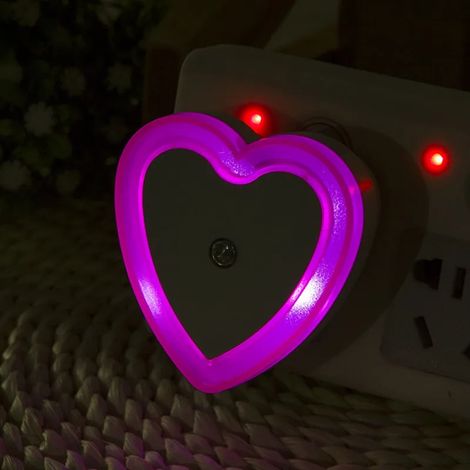 Veilleuse LED (rouge), capteur de lumière sans fil, mini forme de cœur, norme européenne. (1/5)