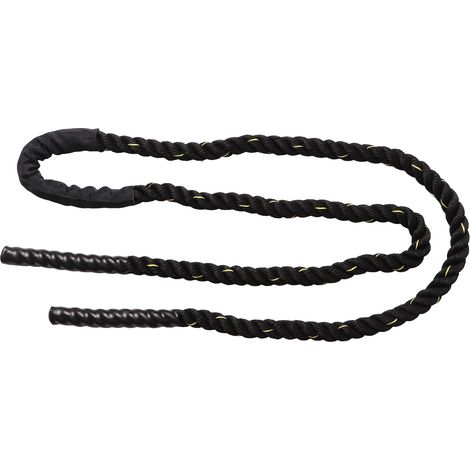 Corde à Sauter lestée 25mmx3m Noir Doré Polyester pour Musculation et Renforcement Musculaire (1/5)