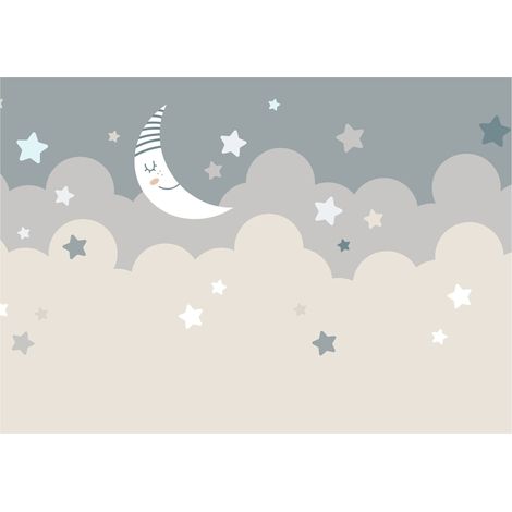 Papier peint pour enfants avec lune et étoiles, décoration murale – 150 x 105 cm Wallarena (1/4)