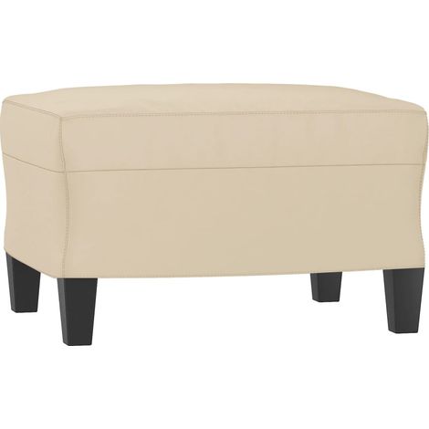 Repose-pieds tabouret 60 x 50 x 41 cm tissu microfibre crème et contreplaqué DEC030147 (1/5)
