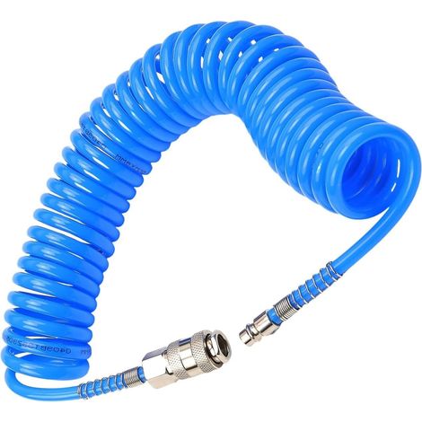 6 Meters Hose Air Compressor, PU Flexible Air Compressor, Equipped with Quick Coupling 1/4 Inch, Explosion Proof Hose Compressor, Diameter 5 × 8 mm (Maximum Pressure 10 bar) (Blue) (1/5)