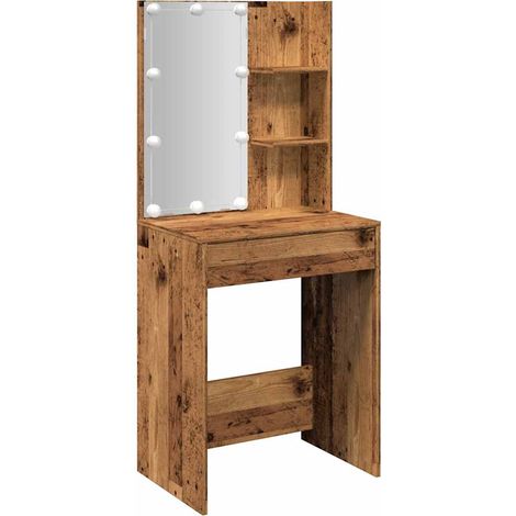 Maison Exclusive - Schminktisch mit LED-Leuchten Altholz-Optik 60 (1/5)