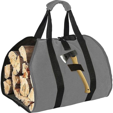 Sac de Transport pour Bois de Chauffage, Sac pour Bois de Cheminée, Toile Sac à Bûche, Sac Transport Résistant à Eau, Accessoires de Cheminée Pliables, Idéal pour Poêles, Camping, Plag (1/4)