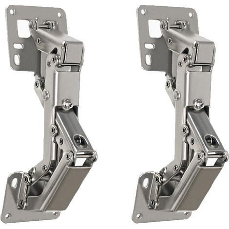 2 Pieces (Silver) Screw-in Hinges, 170 Degree Metal Hinges, Opening Angle Furniture Hinges, Suitable for Kitchen Cabinets (1/4)