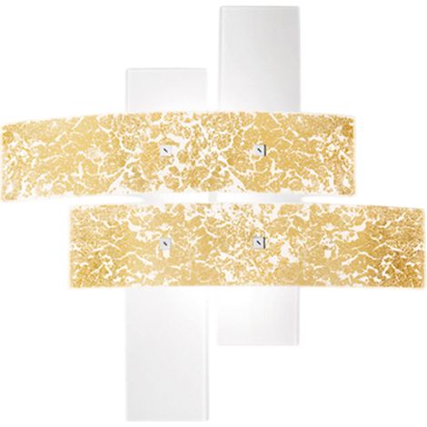 Grand plafonnier Lara verre blanc, détails or, 91x91cm, 4xE27 max 52W, style moderne, ampoules non incluses, IP20