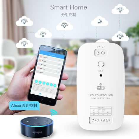 High-power FCC monochrome 3-in-1 Wi-Fi controller with RGB color temperature and LED voice-activated smart speaker